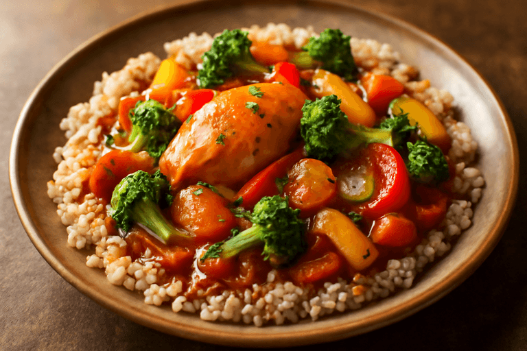 Lätt Kycklinggryta med Grönsaker och Fullkornsris