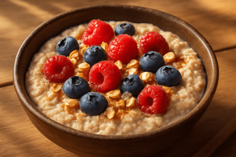 Proteinrik Havregrynsgröt med Bär & Mandler