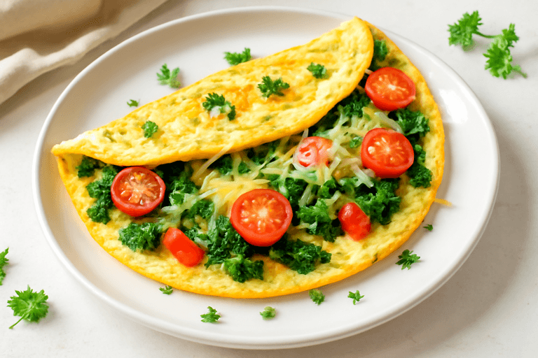 Energigivande Omelett med Spenat och Tomat