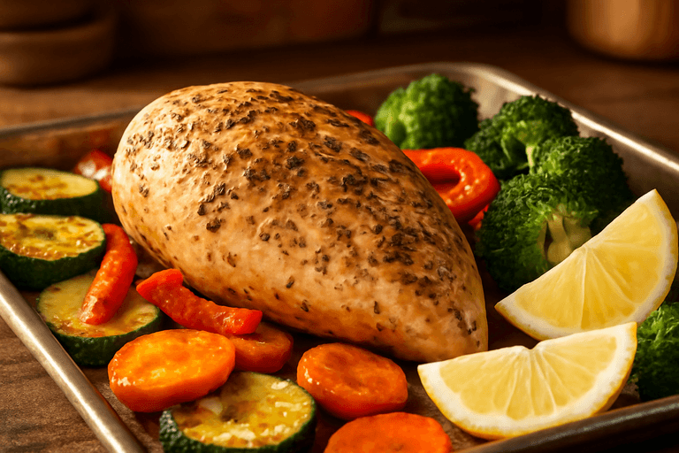 Pollo al Horno con Hierbas y Verduras Asadas