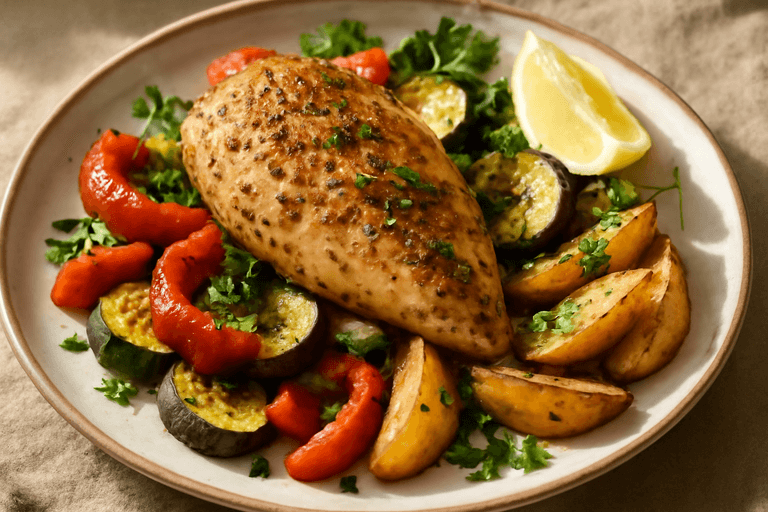 Kip Provençaals met Geroosterde Groenten en Aardappelen