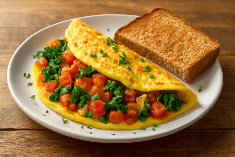 Energizing Veggie Omelette with Whole Grain Toast