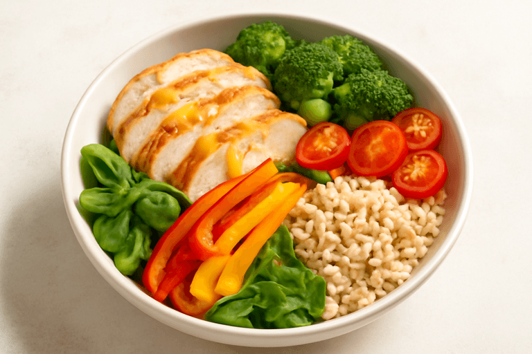 Leichter Hähnchen-Gemüse-Bowl