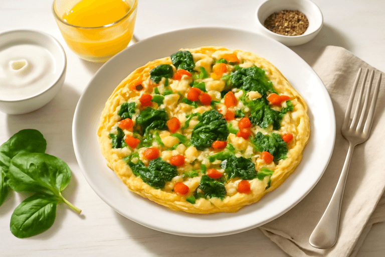 Omletă cu legume și brânză slabă