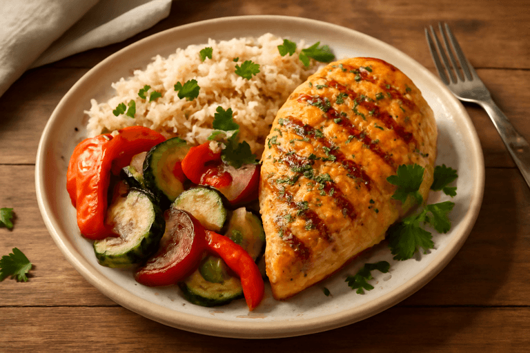 Energieboost Kipfilet met Geroosterde Groenten en Volkorenrijst