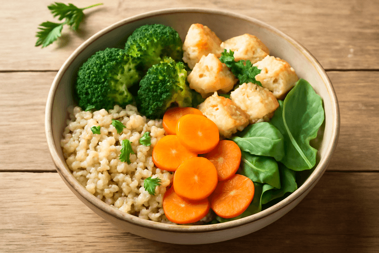 Klassisk kyckling- och grönsaksskål