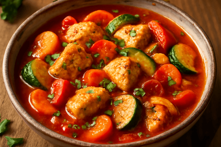 Lätt kycklinggryta med färska grönsaker