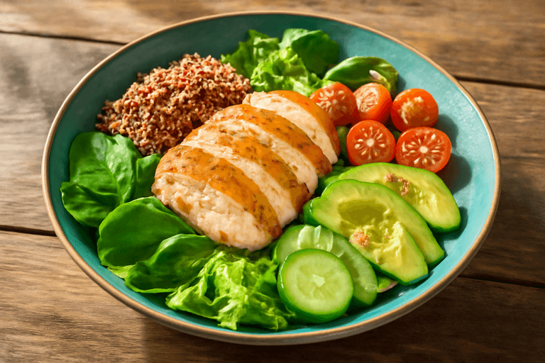 Ensalada de Pollo Asado con Quinoa y Vinagreta de Limón