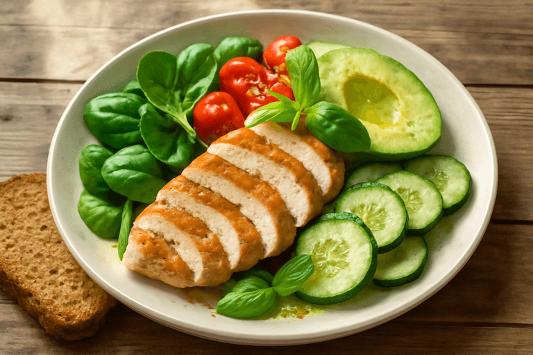 Proteinrik Kycklingsallad med Avokado & Fullkornsbröd