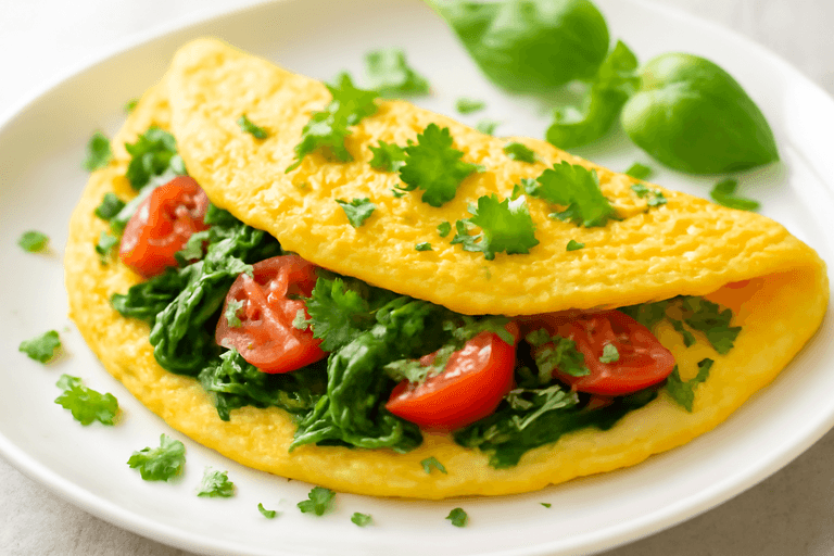 Omelette Proteica con Spinaci e Pomodori