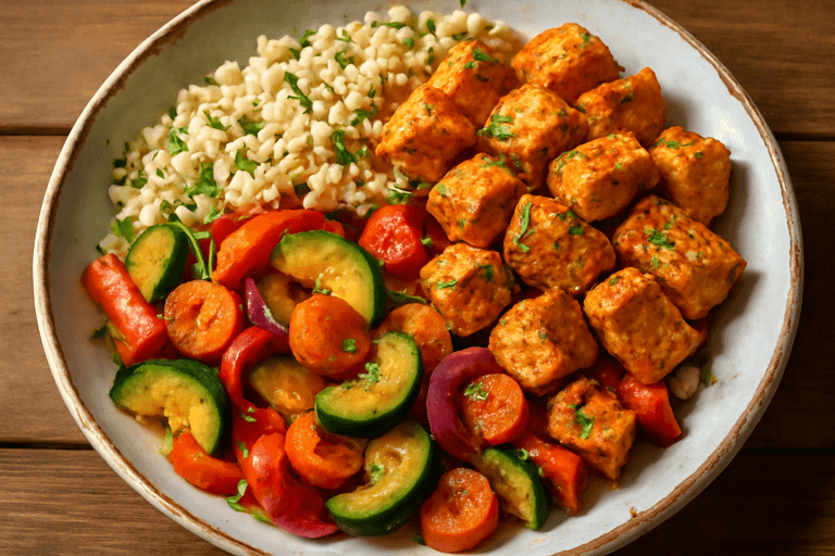 Klassieke Kippen-Groenteschotel met Volkorenrijst