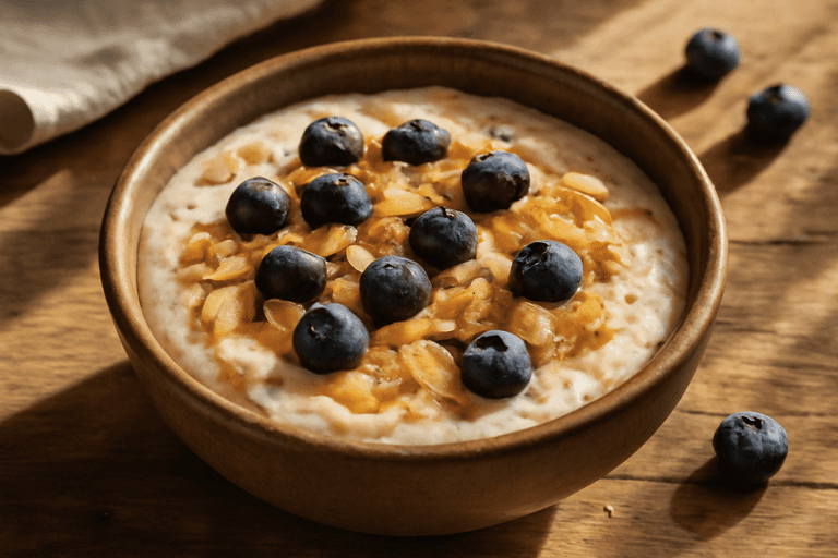 Protein-Porridge mit Beeren & Mandeln