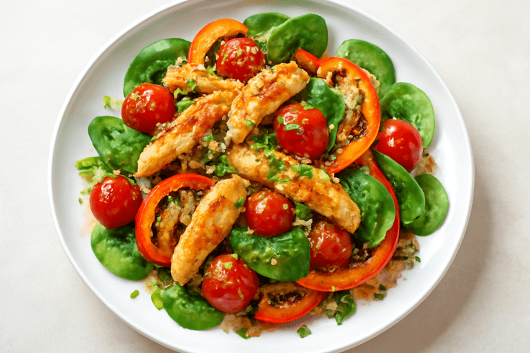 Куриное филе с пряной киноа и овощами