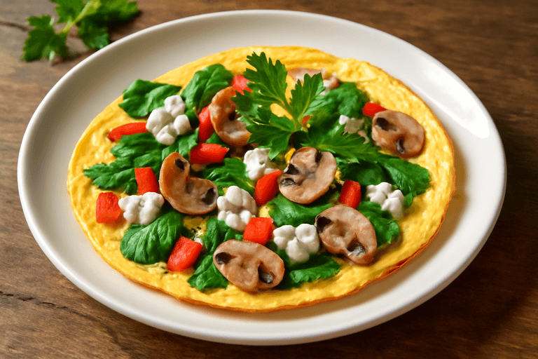 Omletă clasică cu legume și brânză slabă