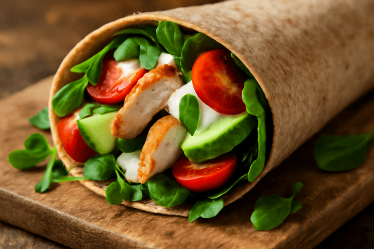 Klassieke Kippenwrap met Avocado en Groene Sla