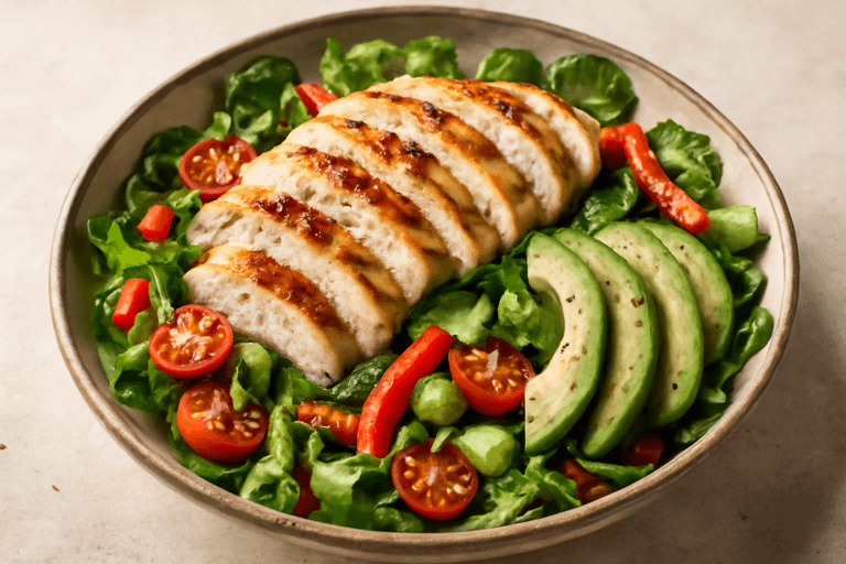 Lätt kyckling- och grönsakssallad för energi