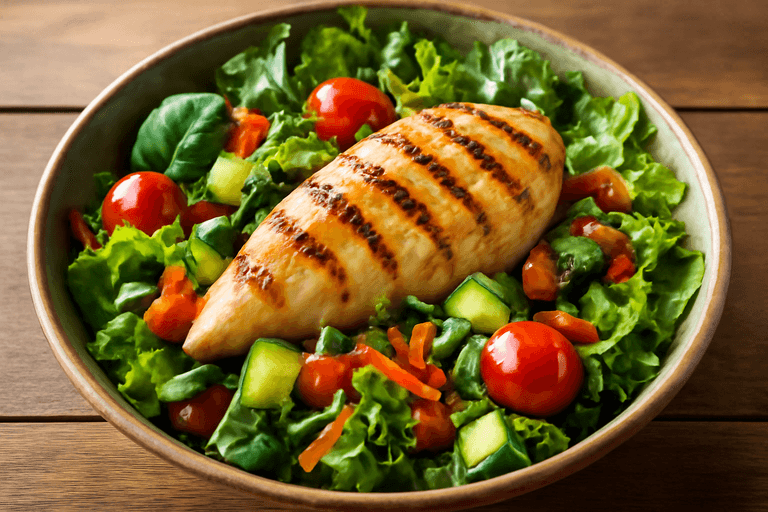 Salată proteică de pui cu legume proaspete