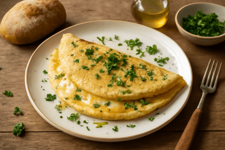 Omelette classique aux herbes et fromage