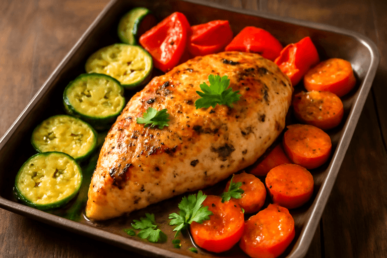 Energizing Lemon Herb Chicken with Roasted Veggies