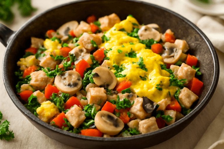 Energizing Veggie and Turkey Scramble