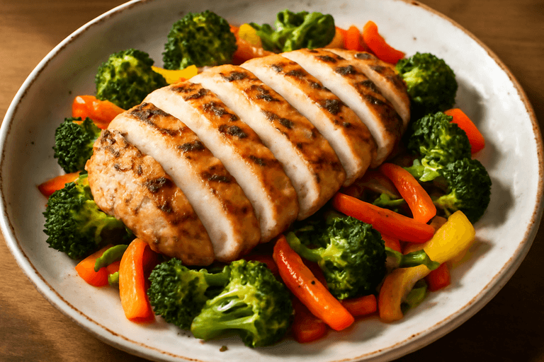 Grilled Lemon Herb Chicken with Roasted Veggies