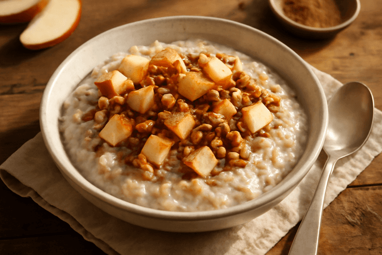 Овсяная каша с яблоком и орехами — энергичное утро