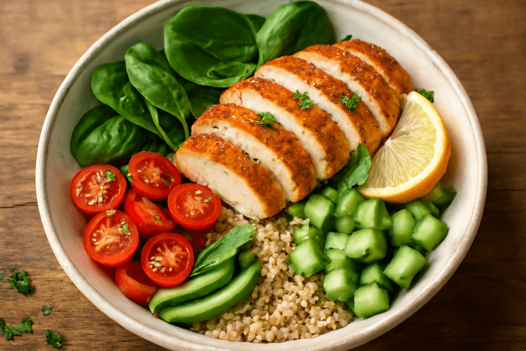 Hähnchen-Gemüse-Bowl mit Quinoa