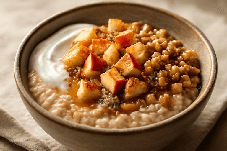 Energieke Havermoutbowl met Appel, Kaneel en Griekse Yoghurt
