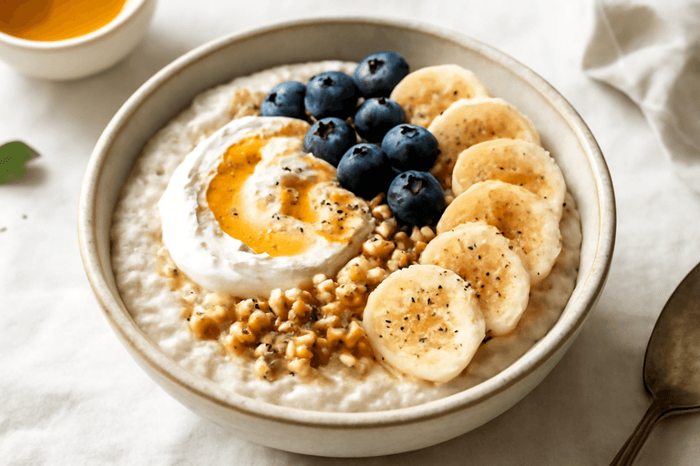 Energiegevende Havermoutbowl met Griekse Yoghurt, Banaan en Walnoten