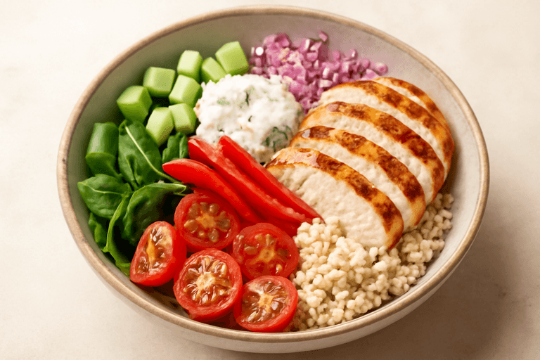 Energieke Kip-Bulgur Bowl met Groene Kruiden