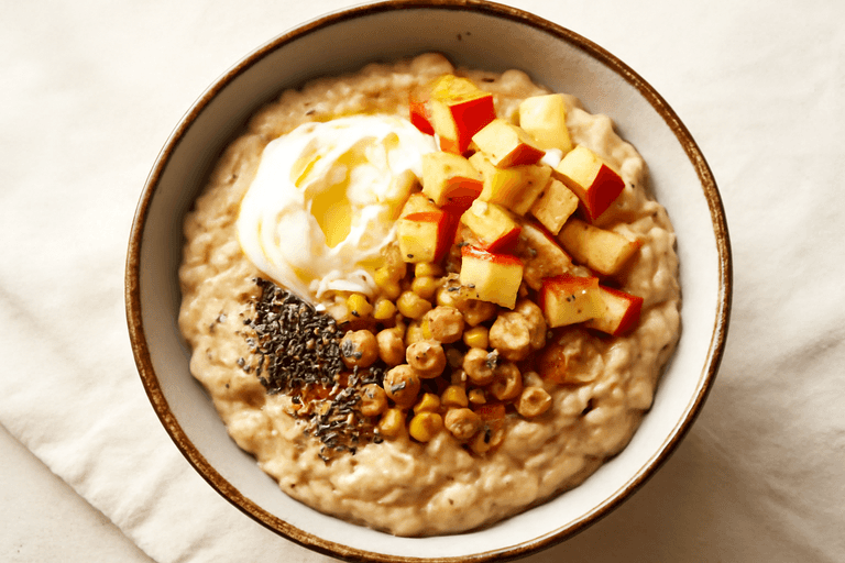 Power-Haferbowl mit Apfel, Skyr und Nüssen