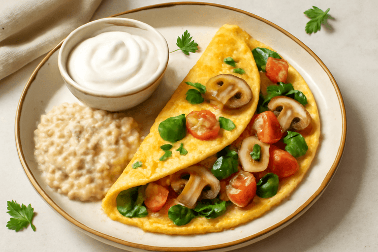 Πρωινή Ομελέτα Δύναμης με Βρόμη και Γιαούρτι