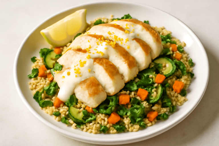 Citronkyckling med varm bulgursallad