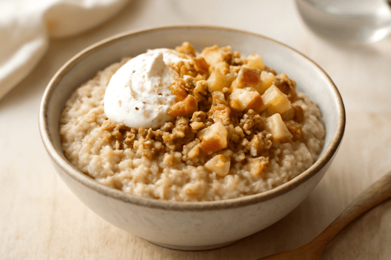 Protein-Porridge mit Apfel, Skyr und Zimt