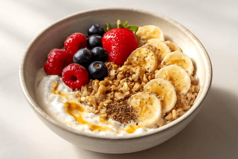 Bowl Energético de Yogur, Avena y Frutos Rojos