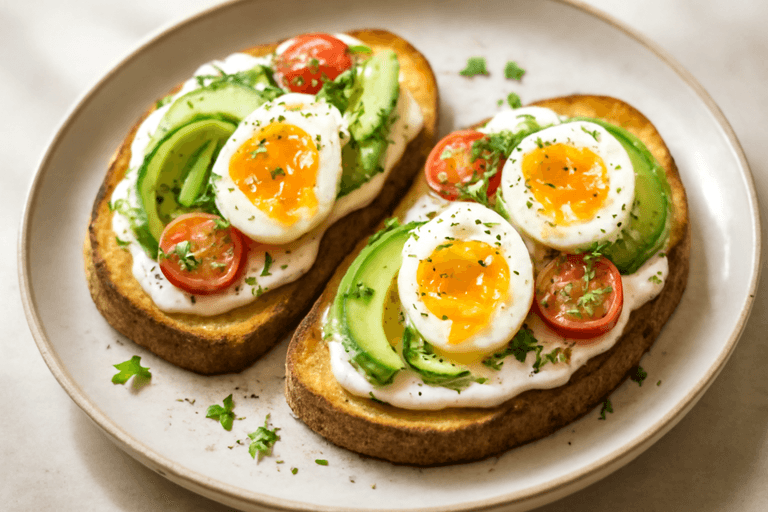 Toast Proteico Mediterraneo con Uova, Yogurt e Avocado