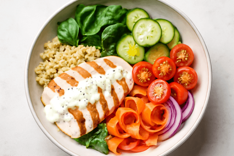 Bowl Proteico di Pollo, Quinoa e Verdure Croccanti