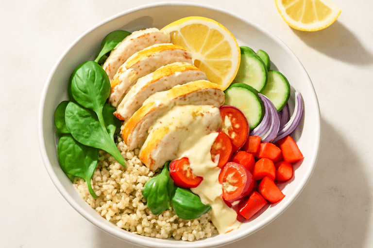 Citronkyckling med quinoa och krispiga grönsaker