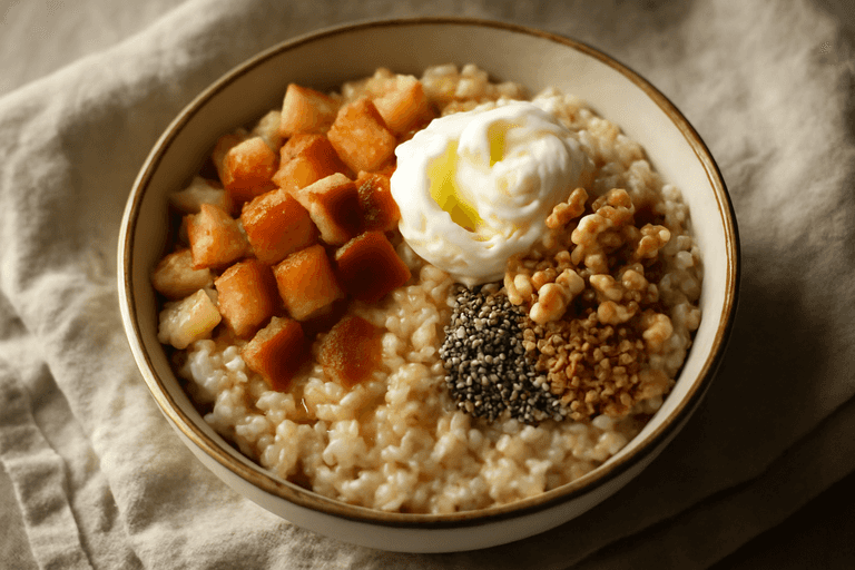Havermoutbowl met appel, kaneel en Griekse yoghurt