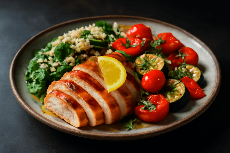 Pollo Mediterraneo con Quinoa e Verdure Croccanti