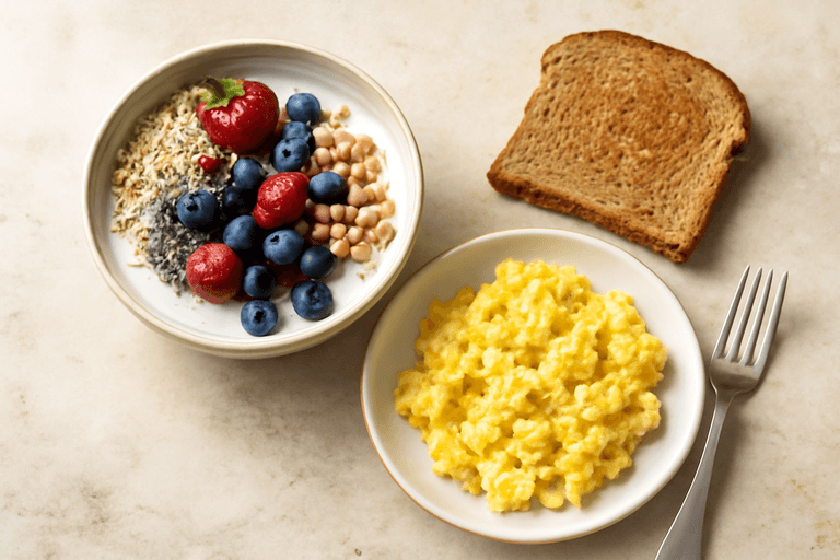 Bowl Proteico del Mattino con Uova, Yogurt e Avena Croccante
