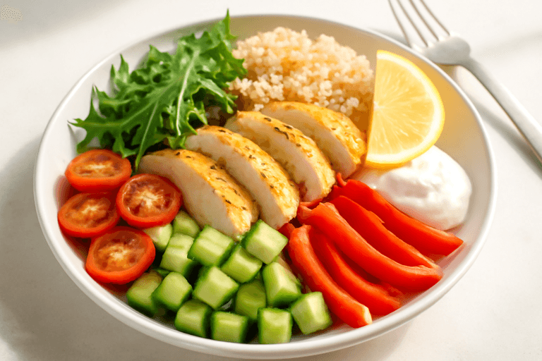 Citronkyckling med quinoa och krispiga grönsaker
