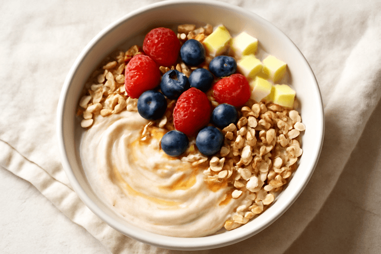 Leichte Beeren-Skyr-Hafer-Bowl