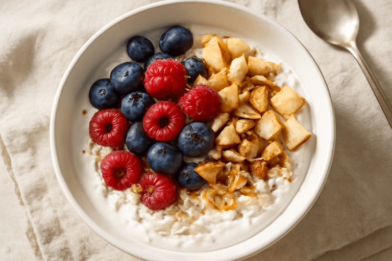 Leichte Beeren-Skyr-Hafer-Bowl