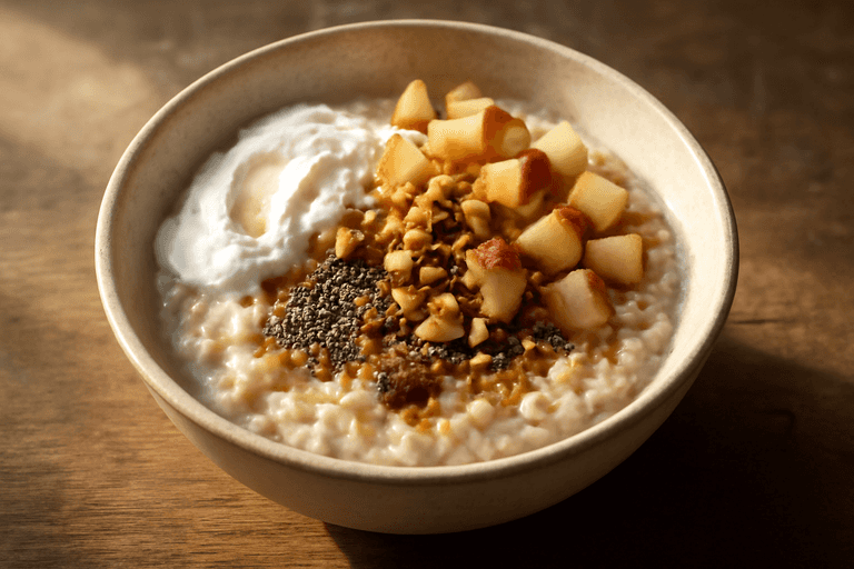 Eiwitrijke Havermoutbowl met Appel, Kaneel en Yoghurt