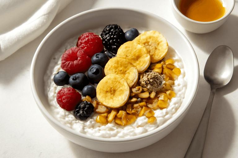 Leichte Beeren-Skyr-Hafer-Bowl