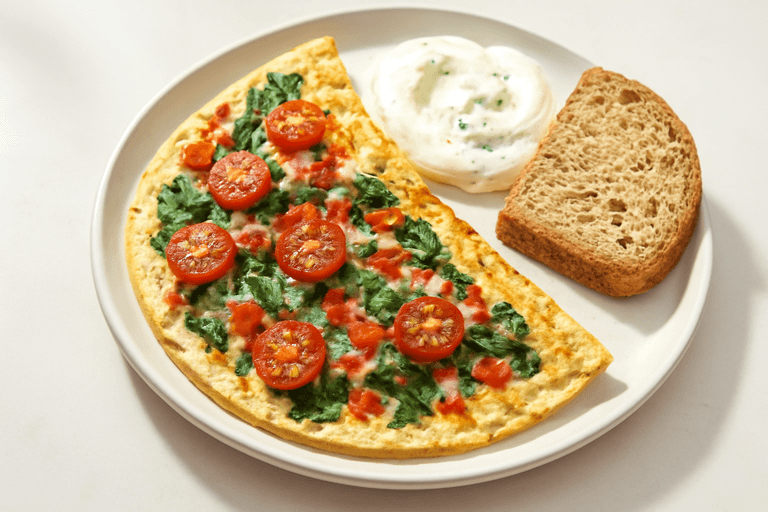 Omletă proteică cu legume și iaurt