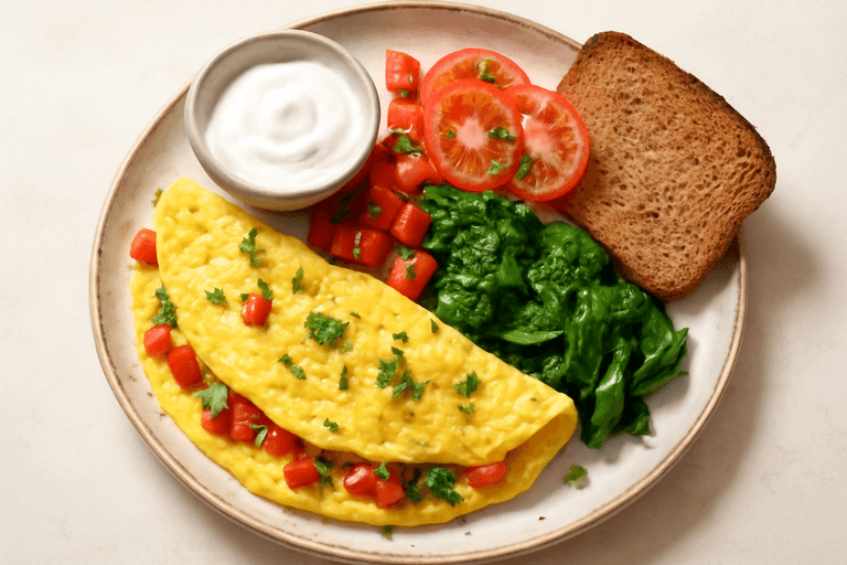 Omletă energizantă cu legume și iaurt