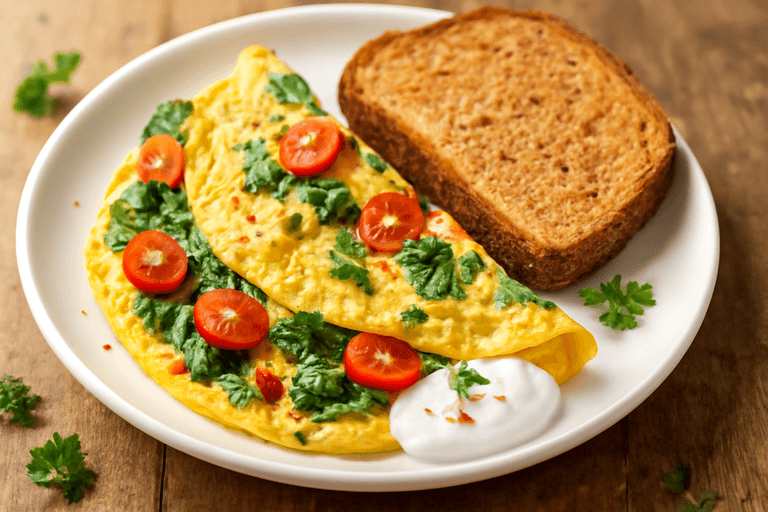 Omletă Fit de Dimineață cu Iaurt și Legume Crocante