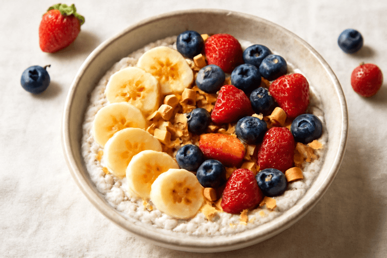 Protein-Bowl mit Joghurt, Hafer und Beeren